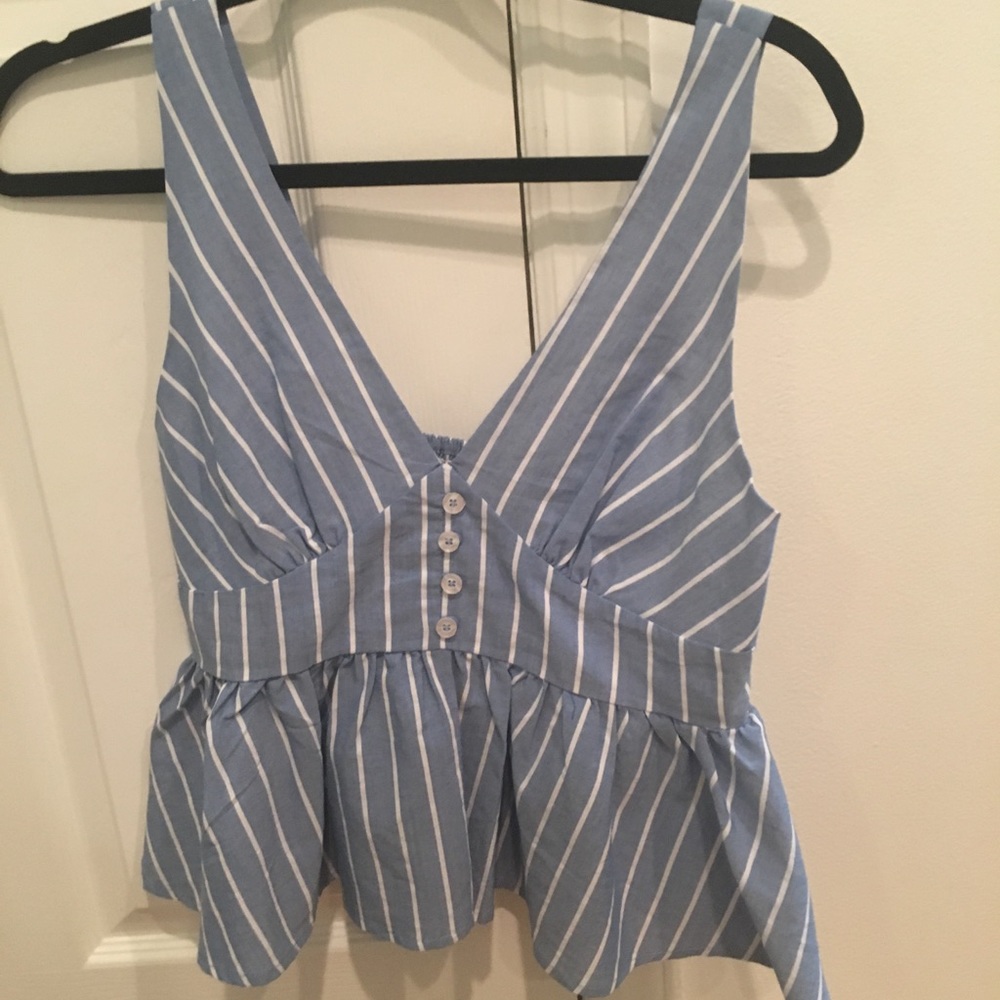 blue and white striped tank